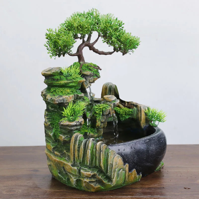 Fontaine Feng Shui de Bureau – Cascade avec LED Multicolores