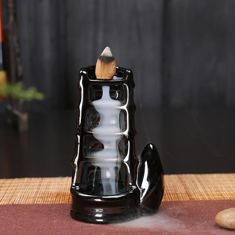 Fontaine à Encens Cascade Bassin Fleur en Céramique – Fumée Zen Backflow