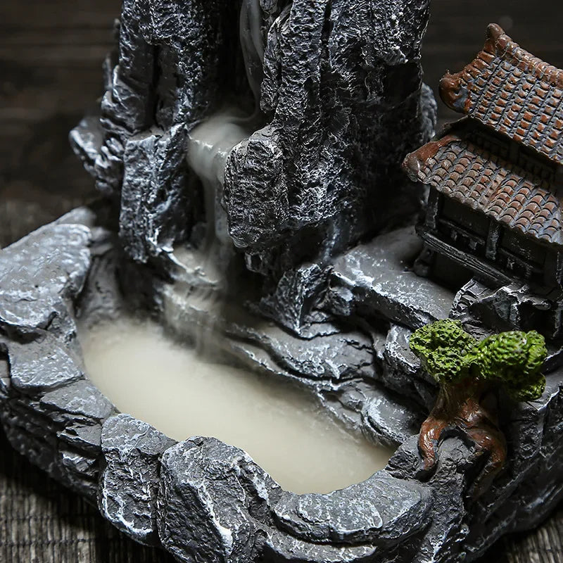 Fontaine à Encens Cascade en Résine – Paysage Zen