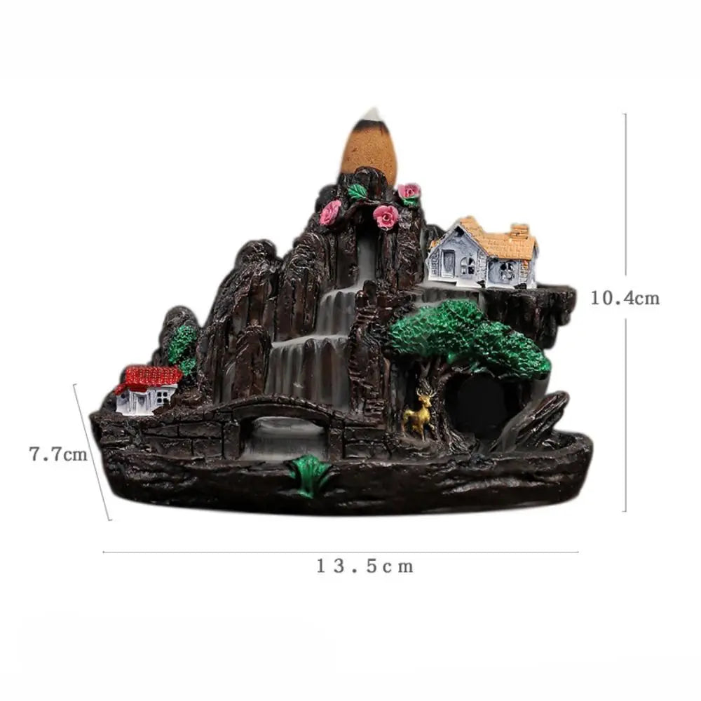 Fontaine à Encens Cascade en Résine – Style Chinois Montagne