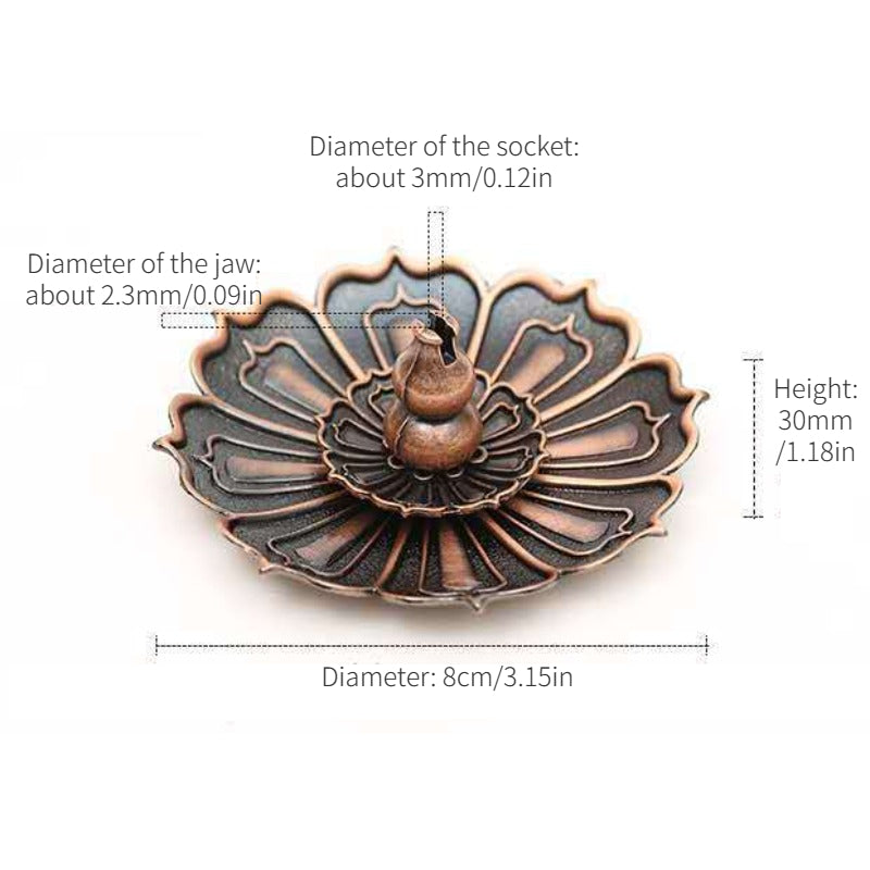 Porte Encens en forme de Lotus - Cuivre - Encens Cône ou bâton