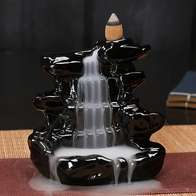 Fontaine à Encens Cascade Échelle en Céramique – Fumée Zen Backflow