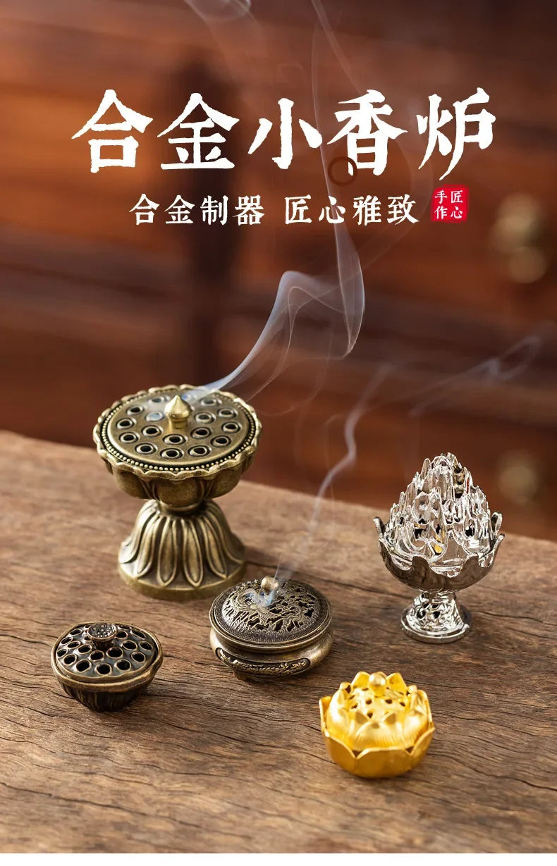 Porte-Encens Lotus en Laiton – Support Métal Rétro avec Poignée