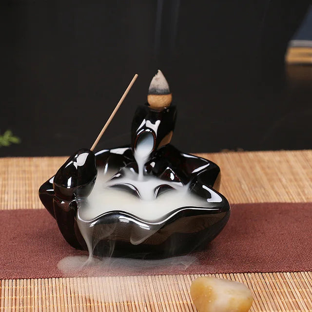 Fontaine à Encens Cascade Échelle en Céramique – Fumée Zen Backflow