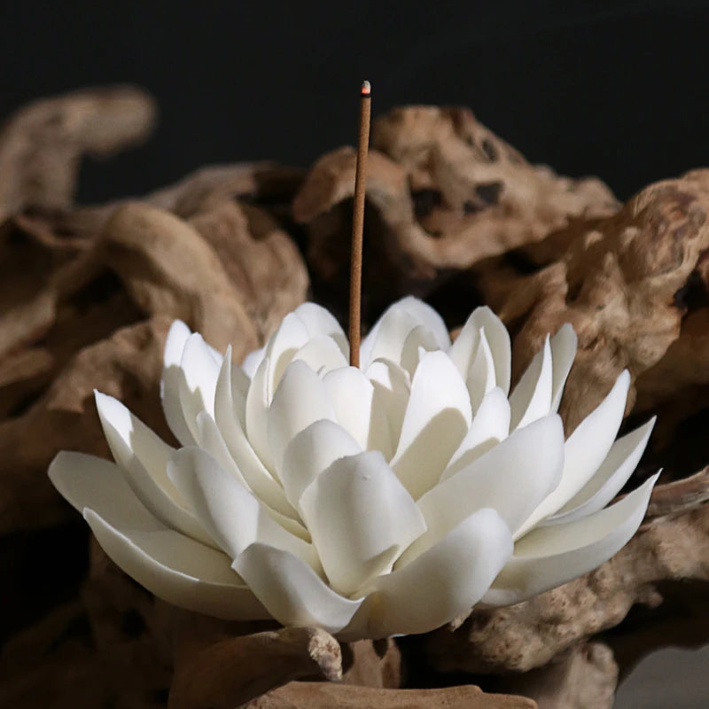 Porte-Encens en Céramique – Encensoir Minimaliste Lotus pour Méditation & Relaxation