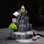 Fontaine à Encens Cascade avec Arbre en Résine – Support Backflow avec Cônes