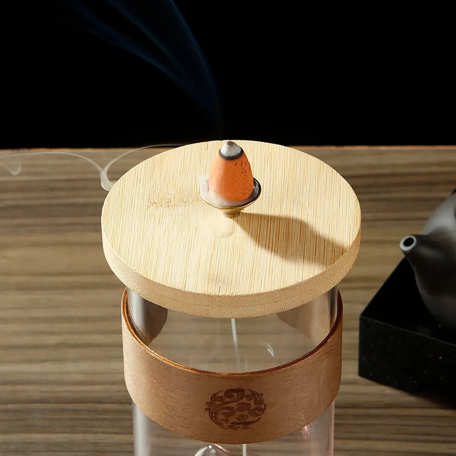 Fontaine à encens en verre avec montagne de neige pour la méditation Yoga - Feng Shui