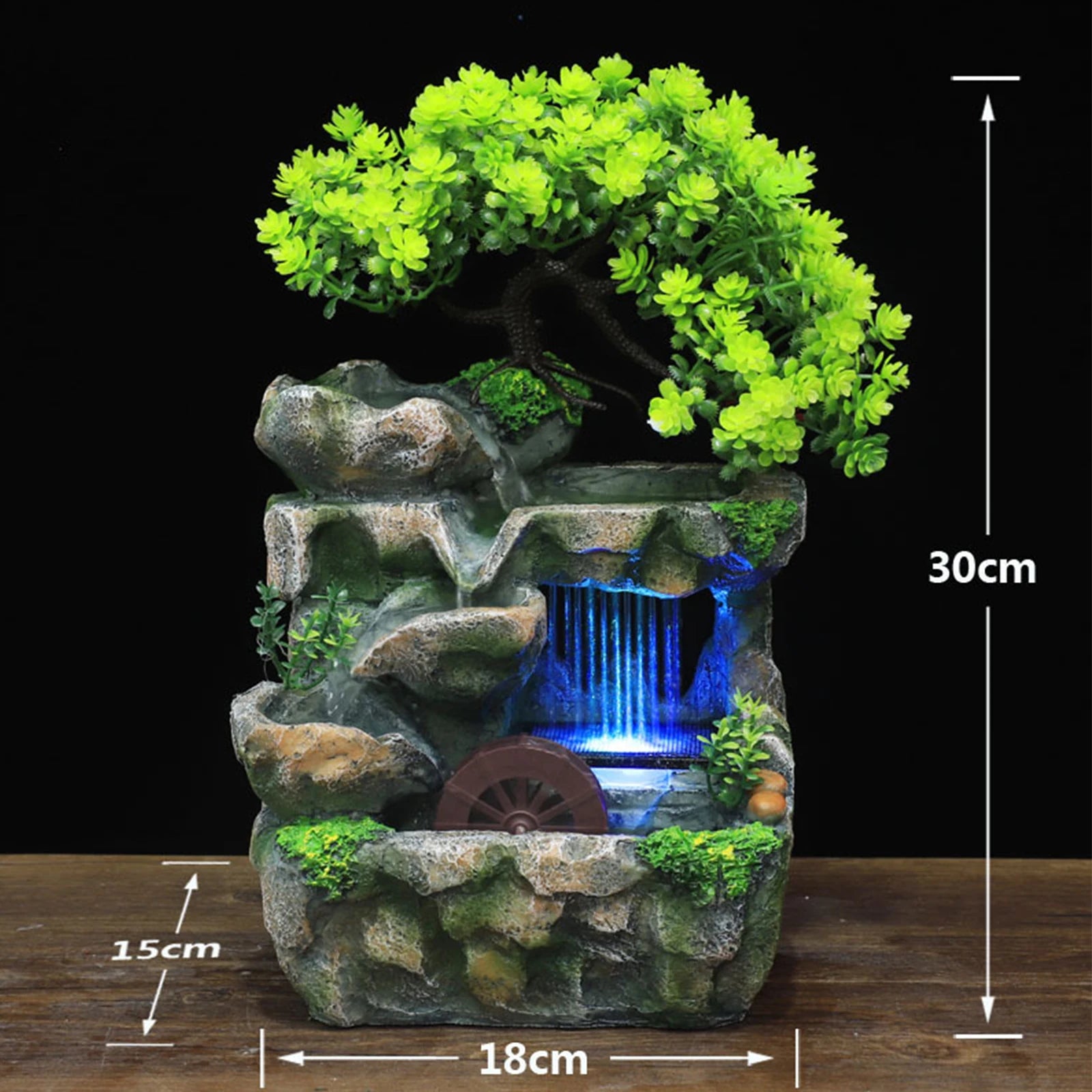 Fontaine d’Intérieur de Bureau – Cascade Miniature avec Arbre et LED