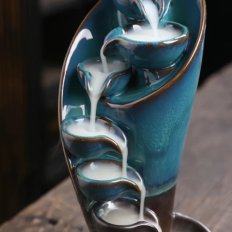 Fontaine à Encens en Céramique Bleu