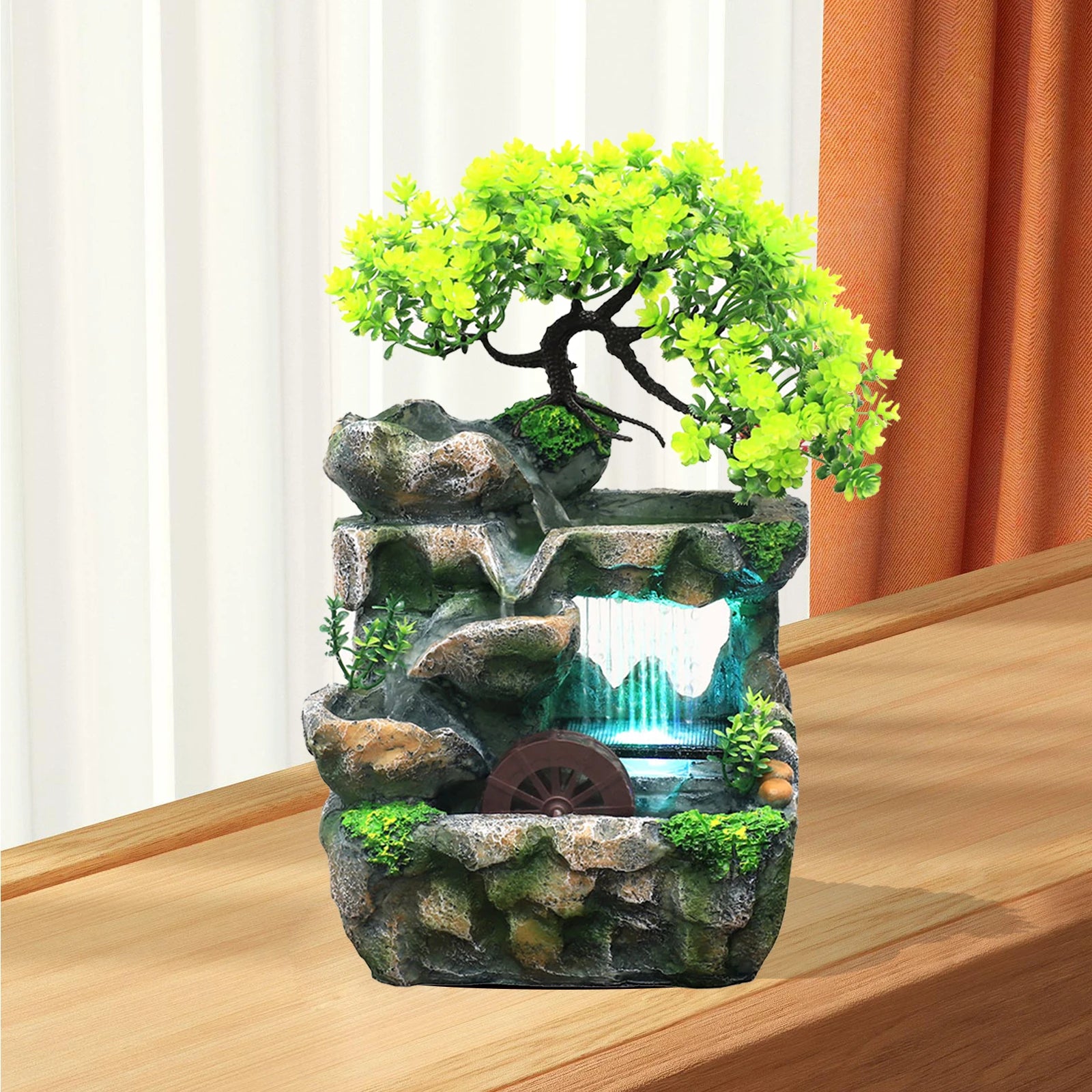 Fontaine d’Intérieur de Bureau – Cascade Miniature avec Arbre et LED