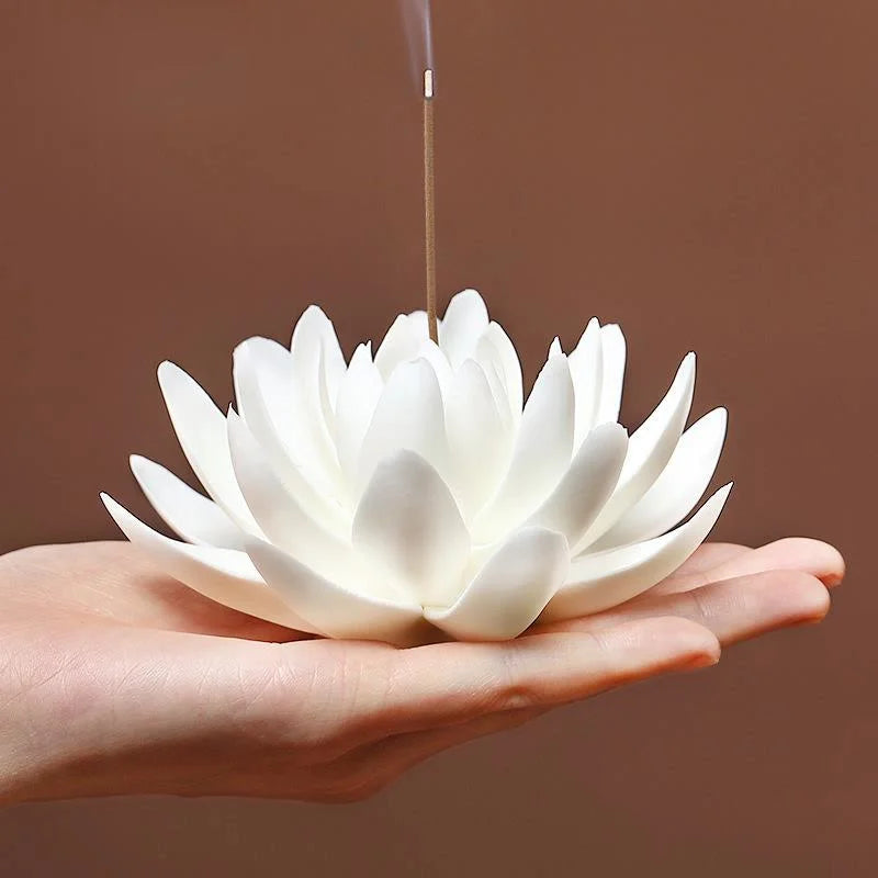 Porte-Encens en Céramique – Encensoir Minimaliste Lotus pour Méditation & Relaxation
