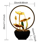 Fontaine d’Intérieur Lotus Doré – Cascade Zen avec Anneau LED USB