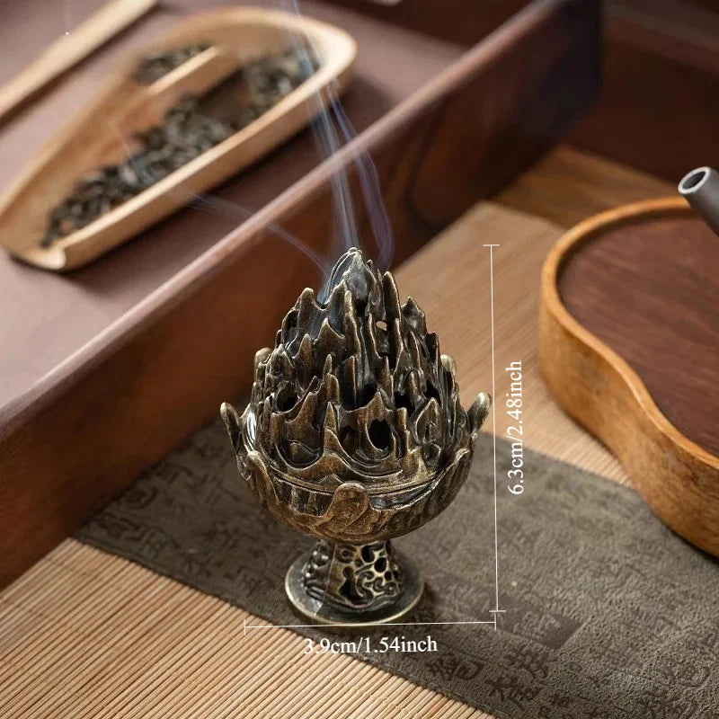 Porte-Encens Vertical en Alliage – Mini Encensoir Creux de Table