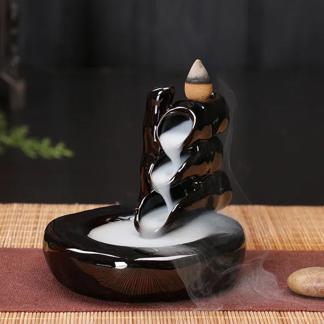 Fontaine à Encens Cascade Échelle en Céramique – Fumée Zen Backflow