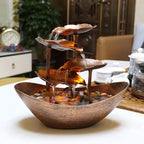 Fontaine d’Intérieur Lotus à 4 Niveaux – Bronze – Cascade avec LED & USB