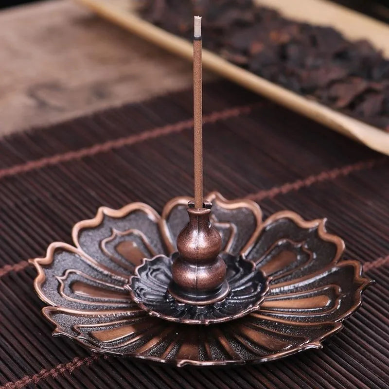 Porte Encens en forme de Lotus - Cuivre - Encens Cône ou bâton
