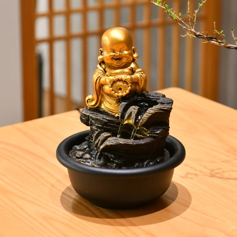 Fontaine d’Intérieur Bouddha Rieur – Cascade Zen en Résine