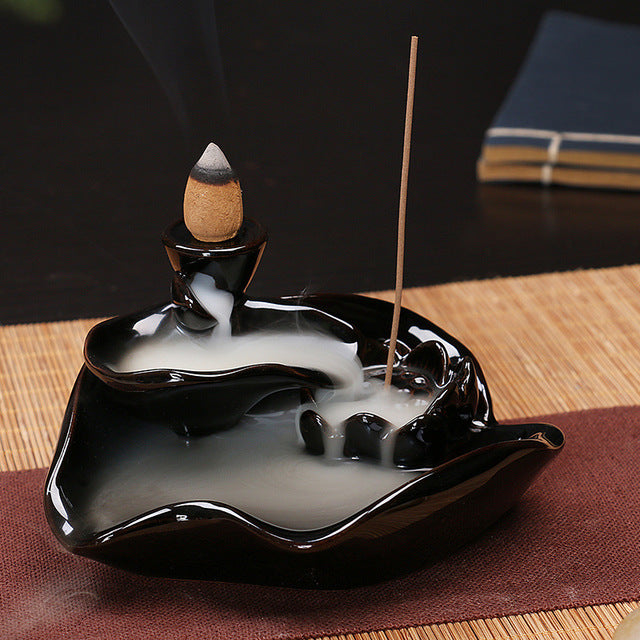 Fontaine à Encens Cascade Échelle en Céramique – Fumée Zen Backflow