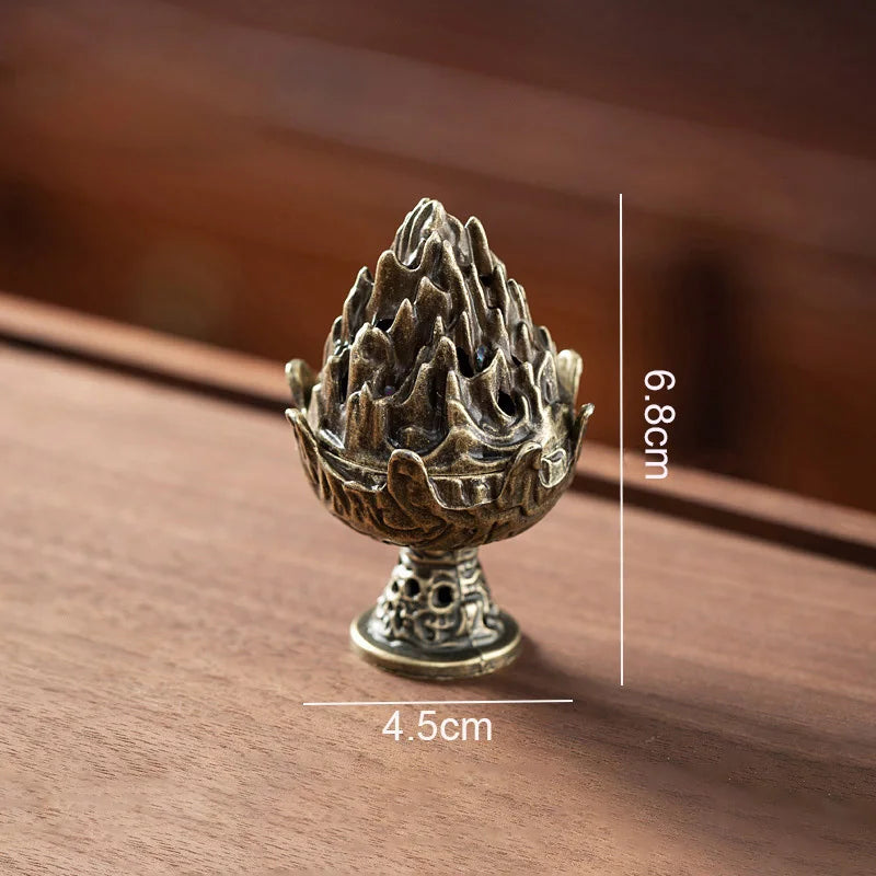 Porte-Encens Vertical en Alliage – Mini Encensoir Creux de Table