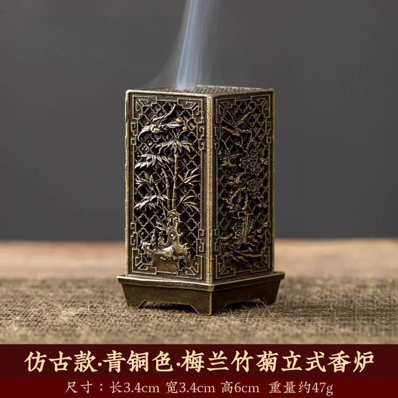 Porte-Encens en Métal Ajouré – Brûleur d’Encens pour Cônes au Design Sculpté Traditionnel
