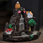 Fontaine à Encens Cascade en Résine – Style Chinois Montagne