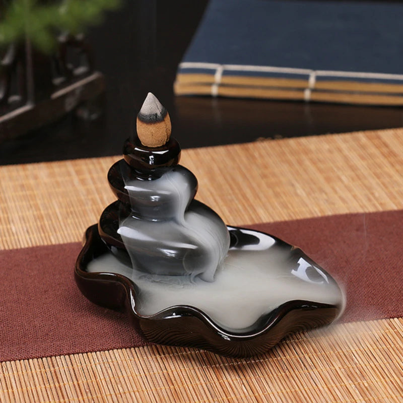 Fontaine à Encens Cascade Échelle en Céramique – Fumée Zen Backflow