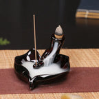 Fontaine à Encens Cascade Feuille en Céramique – Fumée Zen Backflow