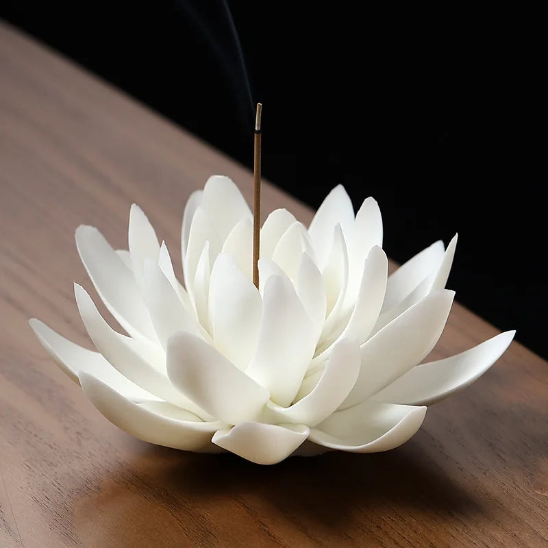 Porte-Encens en Céramique – Encensoir Minimaliste Lotus pour Méditation & Relaxation