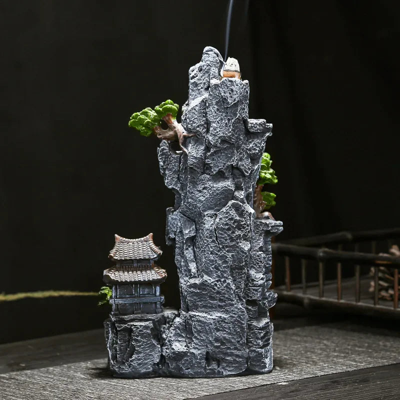 Fontaine à Encens Cascade en Résine – Paysage Zen
