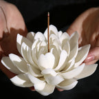 Porte-Encens en Céramique – Encensoir Minimaliste Lotus pour Méditation & Relaxation