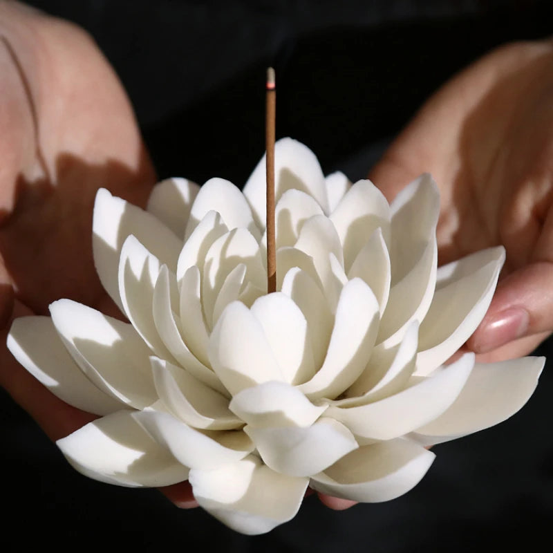 Porte-Encens en Céramique – Encensoir Minimaliste Lotus pour Méditation & Relaxation