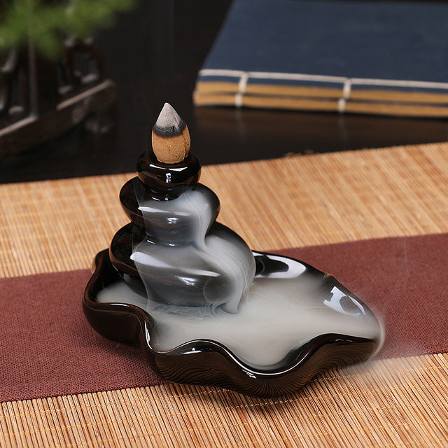 Fontaine à Encens Cascade Échelle en Céramique – Fumée Zen Backflow