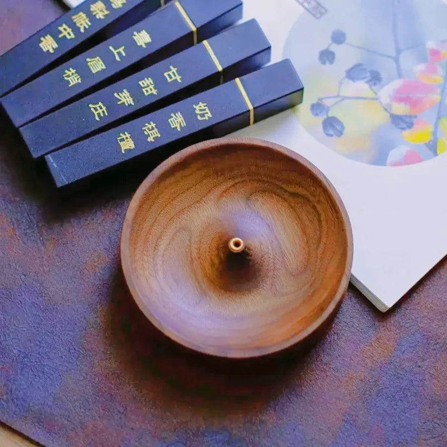 Porte-Encens en Bois d’Agar Naturel | Encensoir Traditionnel Agarwood pour Bâtonnets et Cônes