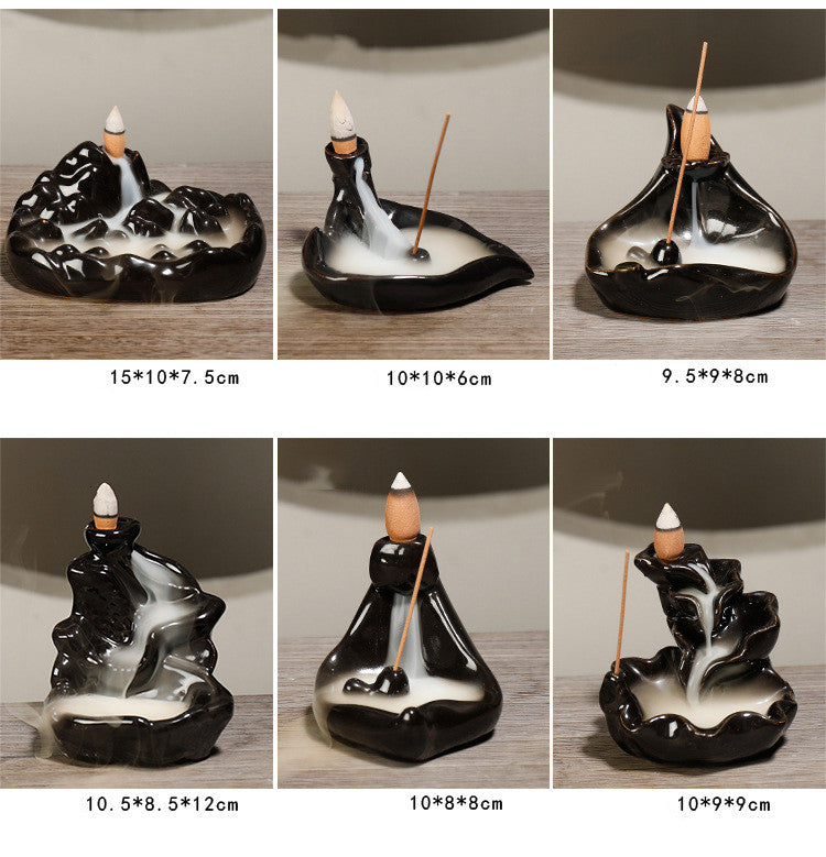 Fontaine à Encens Cascade Échelle en Céramique – Fumée Zen Backflow
