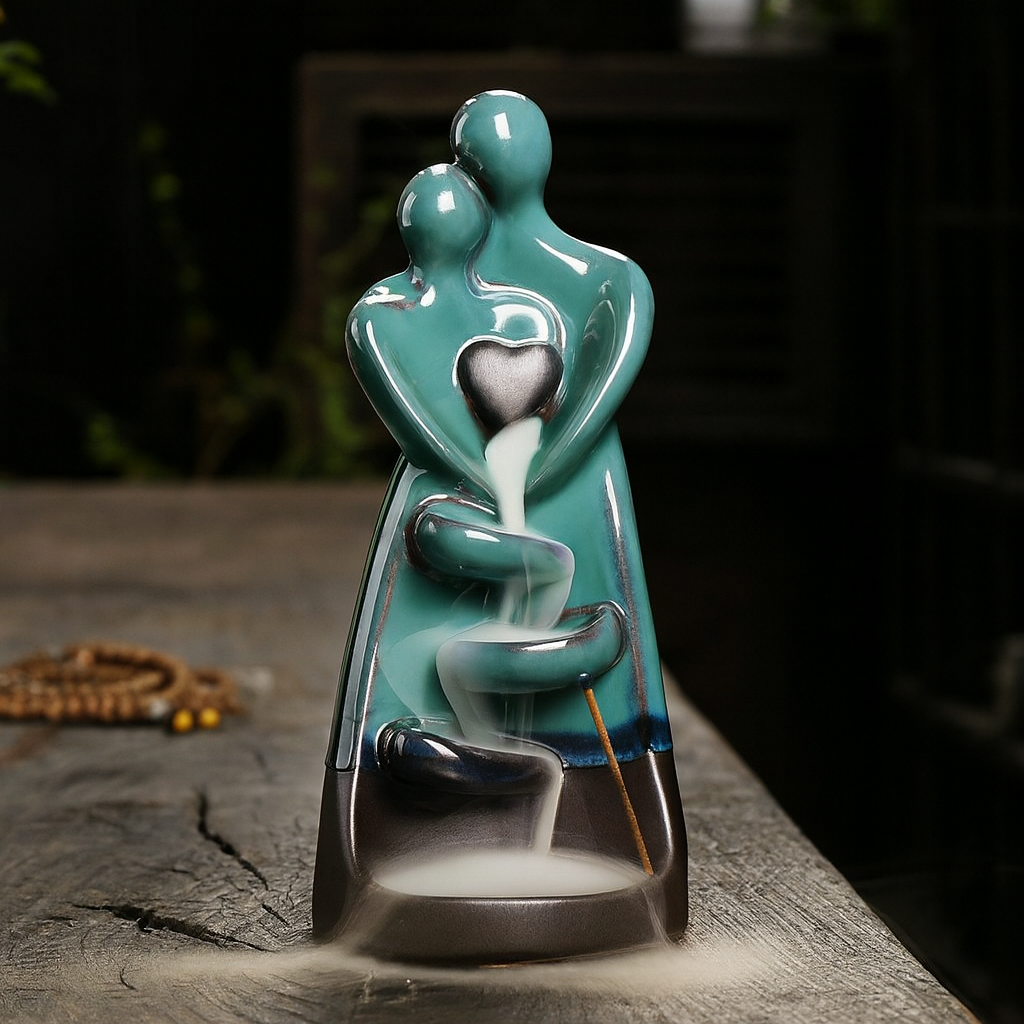 Fontaine à Encens Cascade en Céramique – Modèle Couple Amoureux
