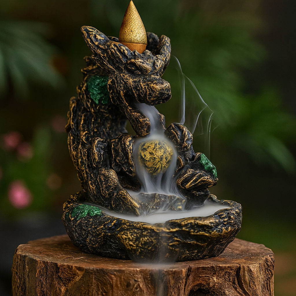 Fontaine à Encens Cascade Montagne Dragon – Fontaine Backflow avec 60 Cônes