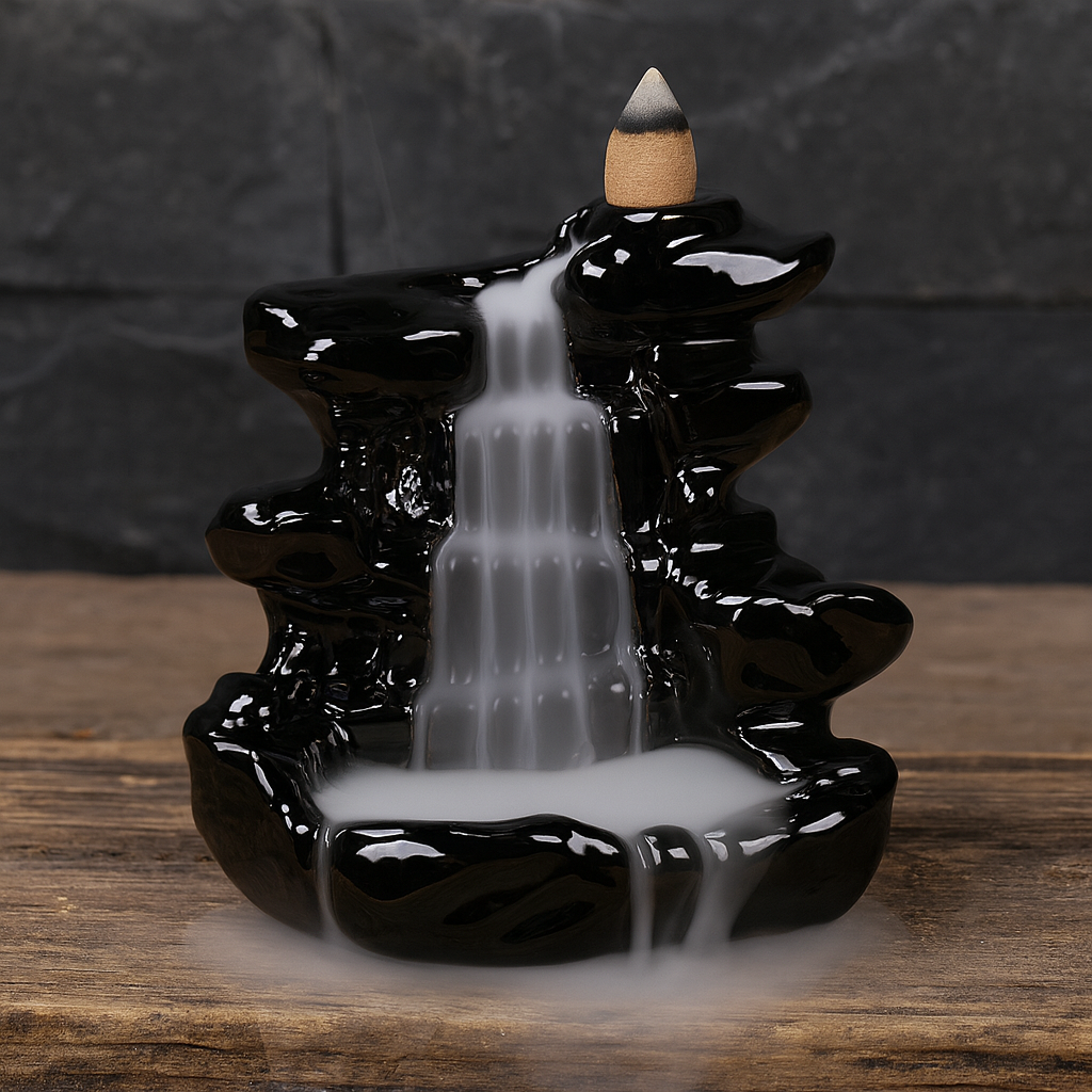 Fontaine à Encens Cascade Roche en Céramique – Fumée Zen Backflow