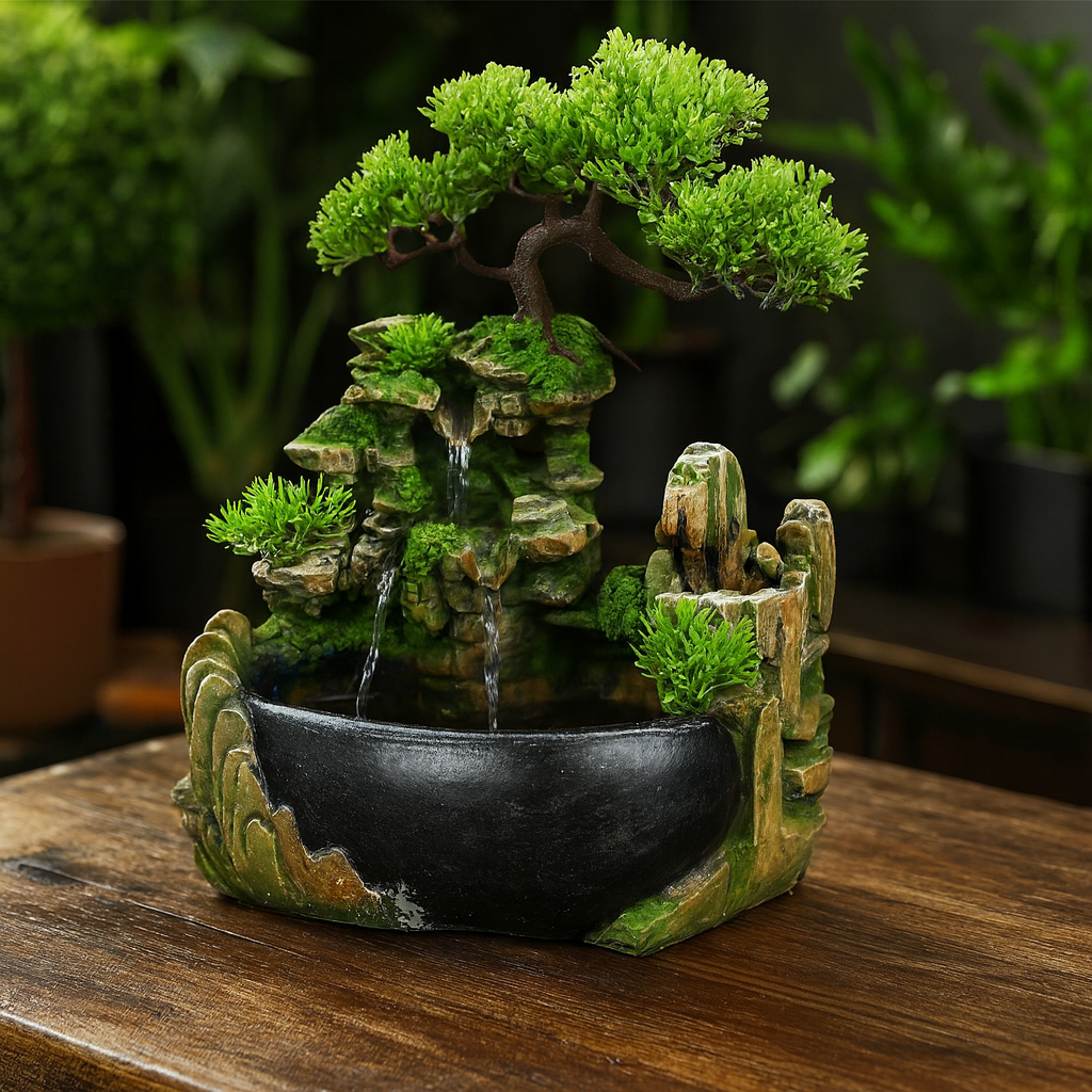 Fontaine Feng Shui - Cascade Zen avec Bonsaï